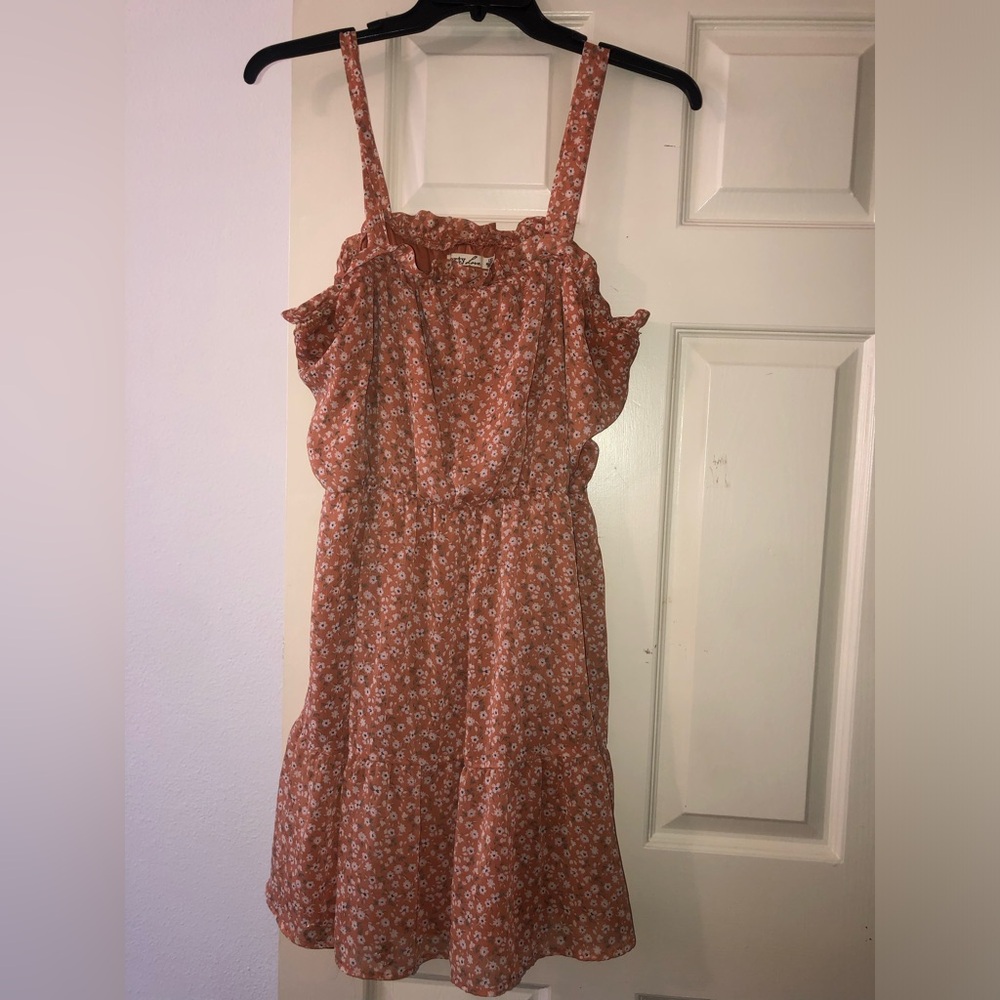 Floral Rust Tiered Sundress with Ruffle Straps